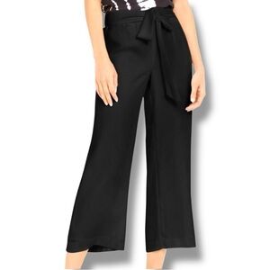 INC INTERNATIONAL CONCEPTS Black Wide Leg Tie Front Pull On Cropped Pants Sz L